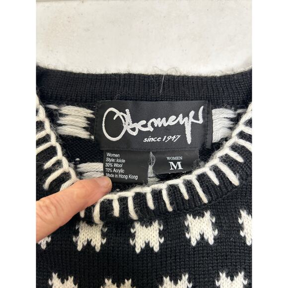 Obermeyer Sweater Women Black White Icicle Ski Relaxed Acrylic Wool Size M - Picture 3 of 4
